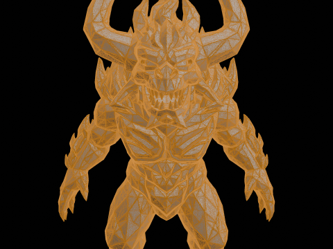 Dem&ocirc;nio de Fogo Low Poly Modelo de Impressão 3D