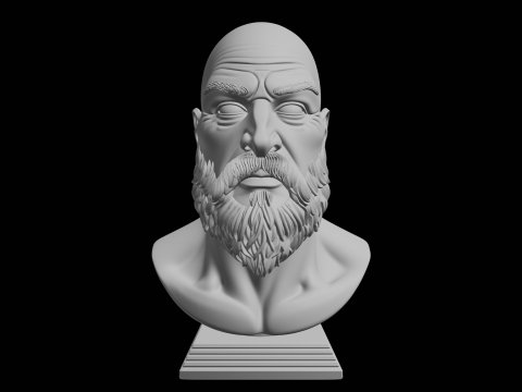 男性の穏やかな表情のバストの穏やかな肖像画の彫刻 3Dプリントモデル