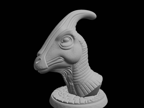 Parasaurolophus Bust 3D Print Model