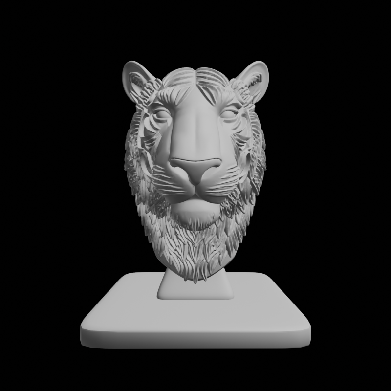 Tiger With Mane 3D Print Model .c4d .max .obj .3ds .fbx .stl .blend 