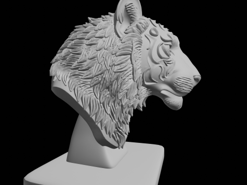 Tiger With Mane 3D Print Model