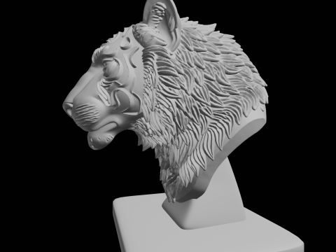 Tiger With Mane 3D Print Model