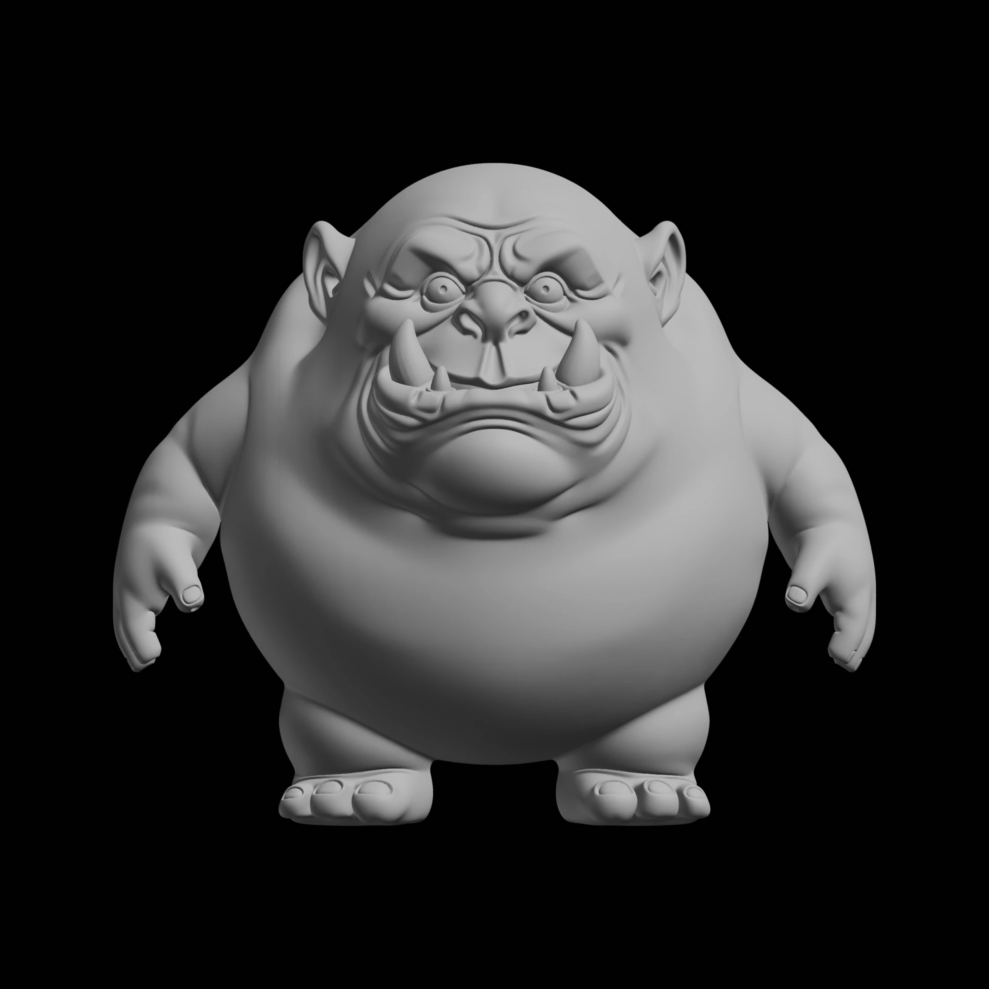 Chubby Orc Fantasy Character Model 3D Print Model .c4d .max .obj .3ds .fbx .stl .blend 