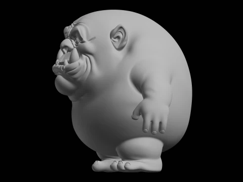 Chubby Orc Fantasy Character Model 3D Print Model