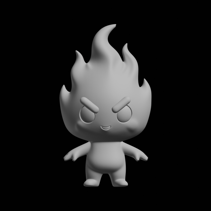 Cute Fire Character Fantasy Model 3D Print Model .c4d .max .obj .3ds .fbx .stl .blend 