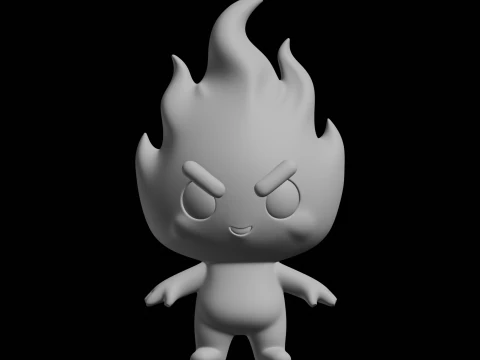 Schattig vuur karakter fantasiemodel 3D printmodel
