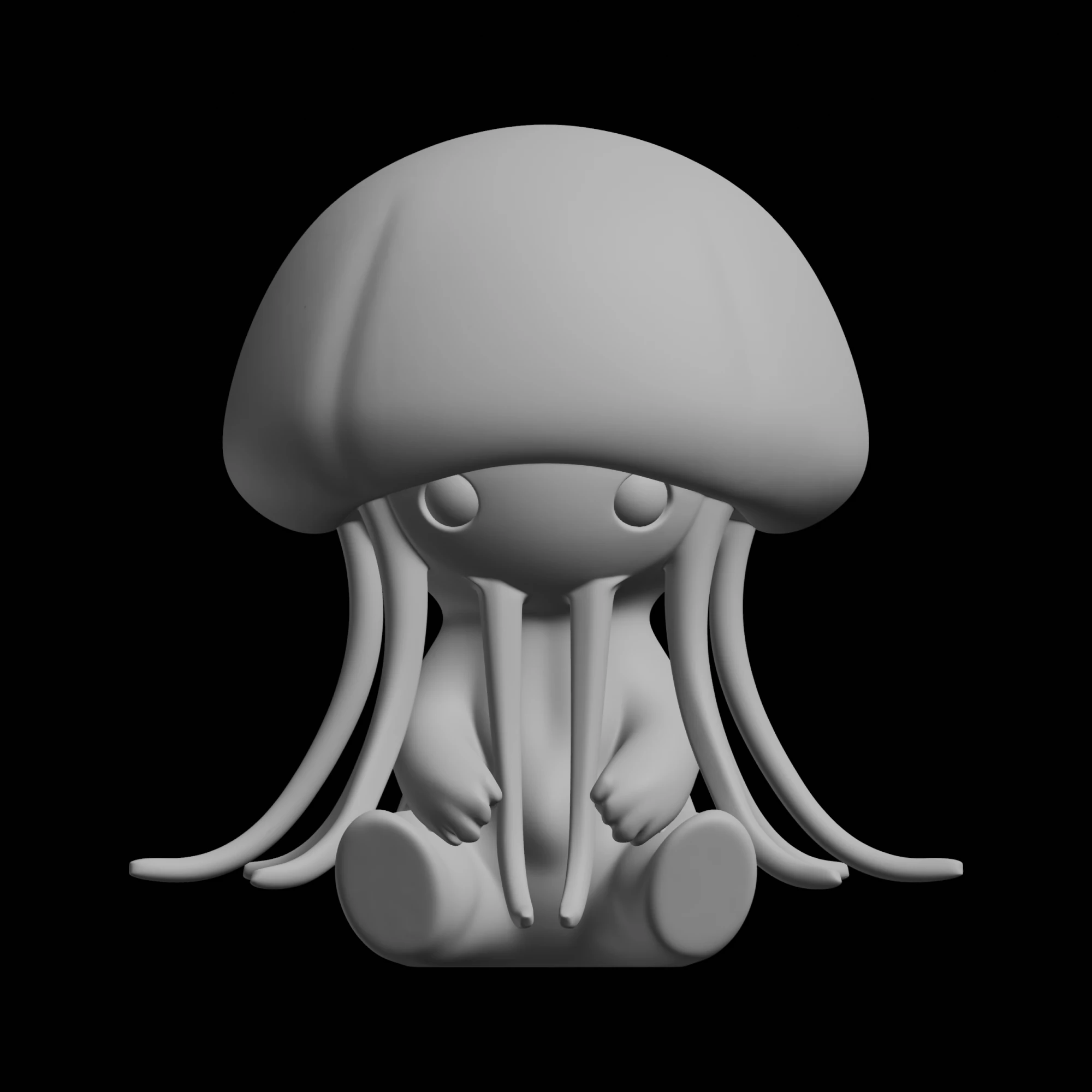 Cute Jellyfish Figure 3D Print Model 3D Print Model .c4d .max .obj .3ds .fbx .stl .blend 