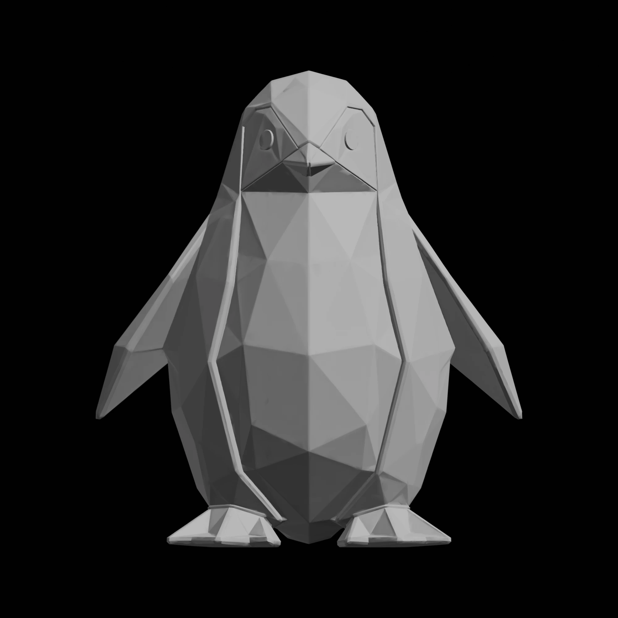 Low Poly Penguin 3D Print Model Animal Sculpture 3D Print Model .c4d .max .obj .3ds .fbx .stl .blend