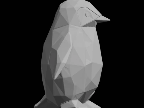Low Poly Penguin 3D Print Model Animal Sculpture 3D Print Model