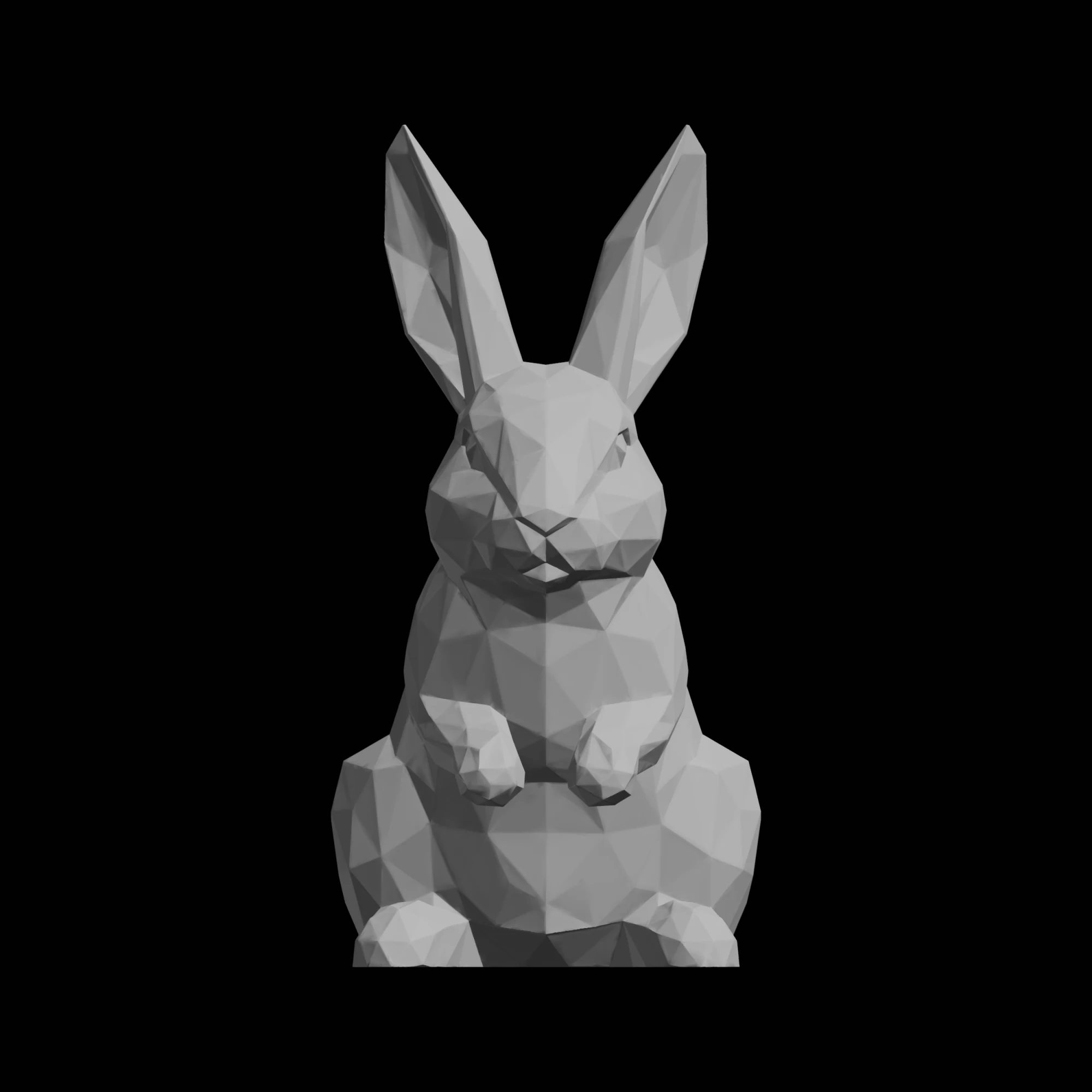 Low Poly Rabbit 3D Print Model Animal Sculpture 3D Print Model .c4d .max .obj .3ds .fbx .stl .blend