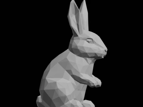 Low Poly Rabbit 3D Print Model Animal Sculpture 3D Print Model