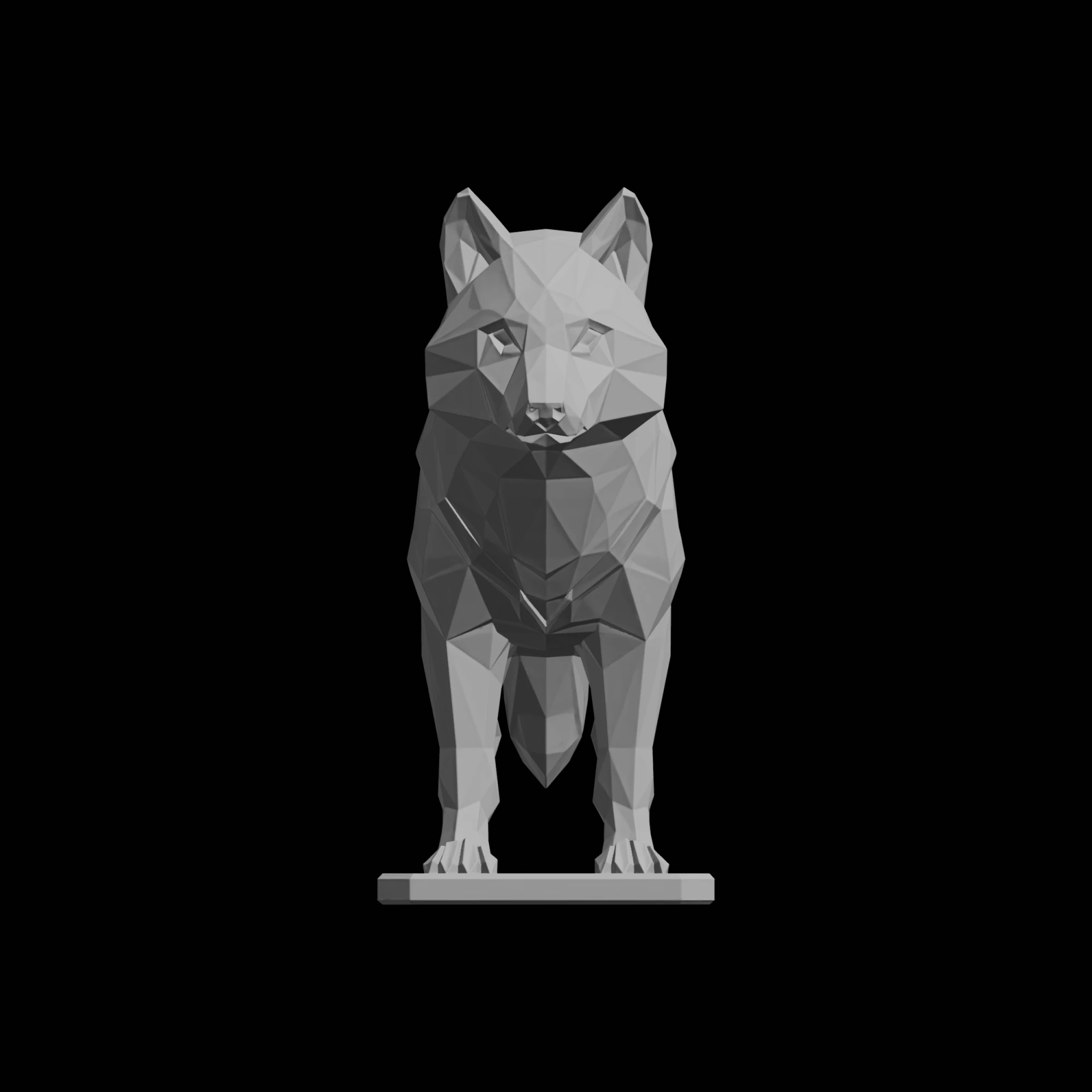 Low Poly Wolf Sculpture 3D Print Model .c4d .max .obj .3ds .fbx .stl .blend 