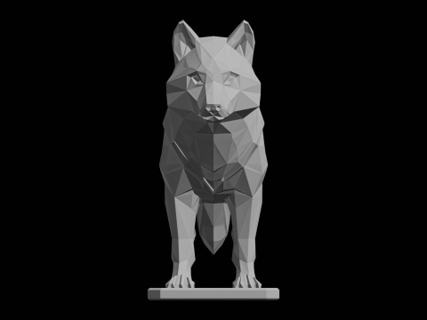 Low Poly Wolf Sculpture 3D Print Model