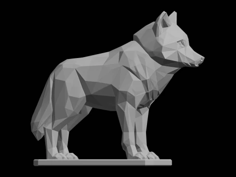 Low Poly Wolf Sculpture 3D Print Model