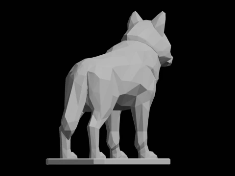 Low Poly Wolf Sculpture 3D Print Model