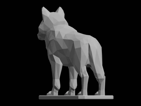 Low Poly Wolf Sculpture 3D Print Model