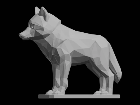 Low Poly Wolf Sculpture 3D Print Model