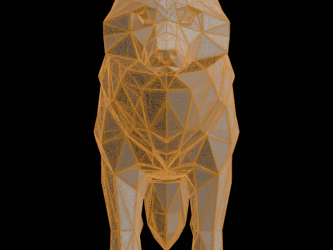 Low Poly Wolf Sculpture 3D Print Model