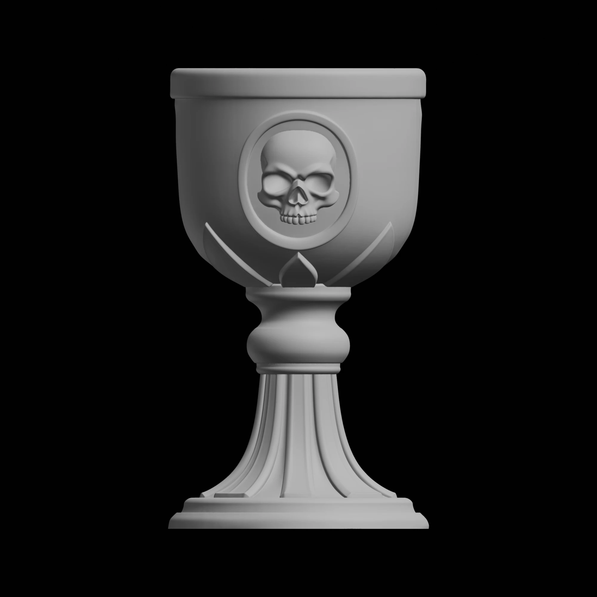 Skull Chalice Gothic Decor 3D Print Model .c4d .max .obj .3ds .fbx .stl .blend 
