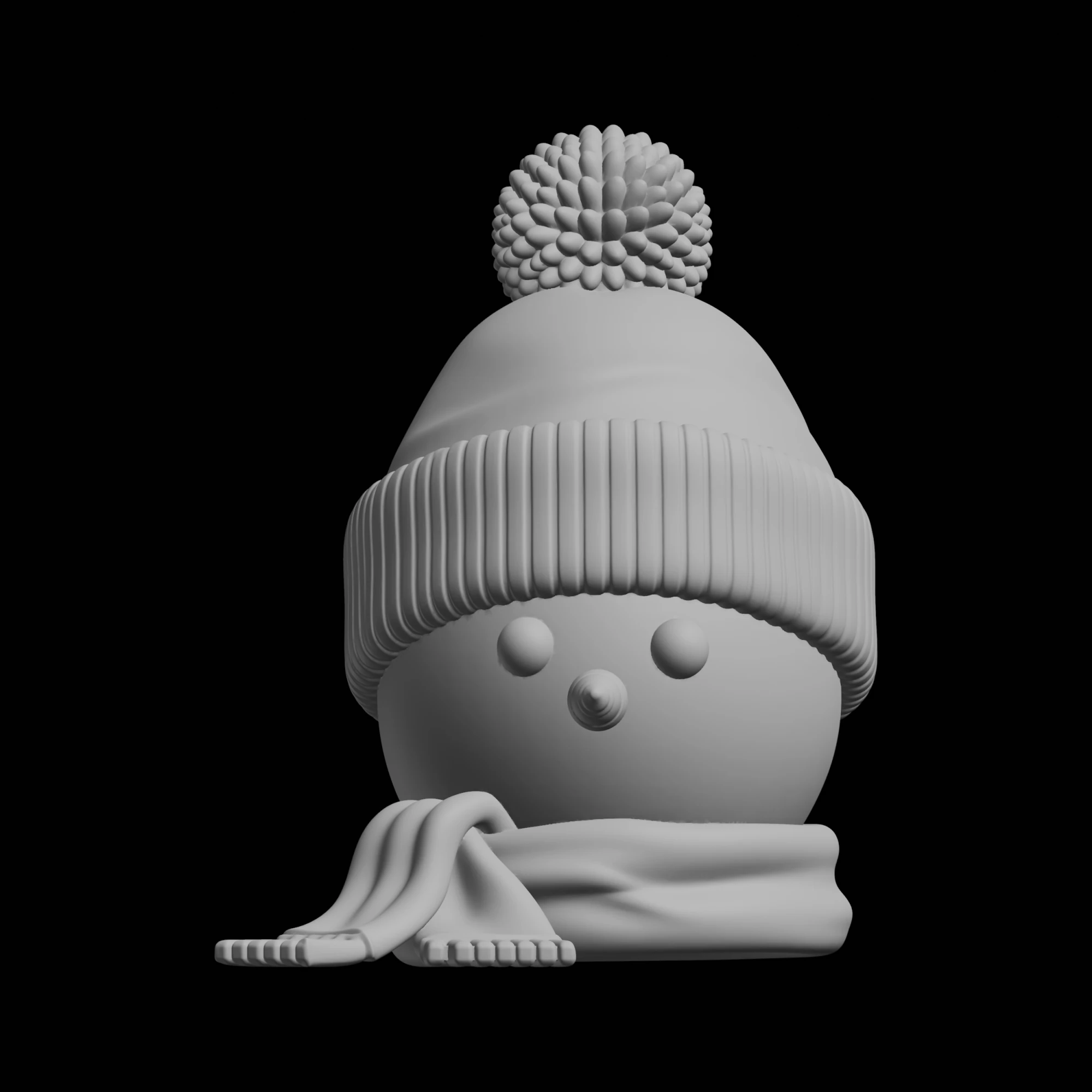 Snowman Head 3D Print Model Holiday Decoration 3D Print Model .c4d .max .obj .3ds .fbx .stl .blend