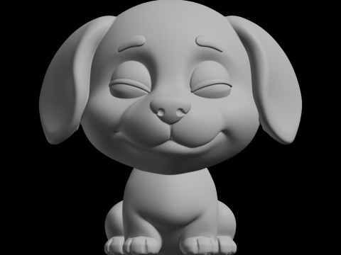 かわいい子犬の彫刻漫画の動物 3Dプリントモデル