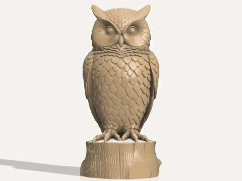 Wise Owl Figurine - 3D Printable STL File 3D Baskı Modeli