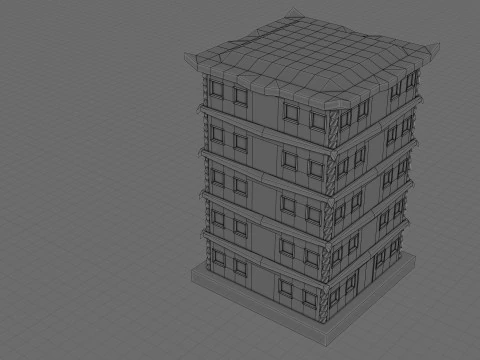 Low Poly Building Stylized 3D Model