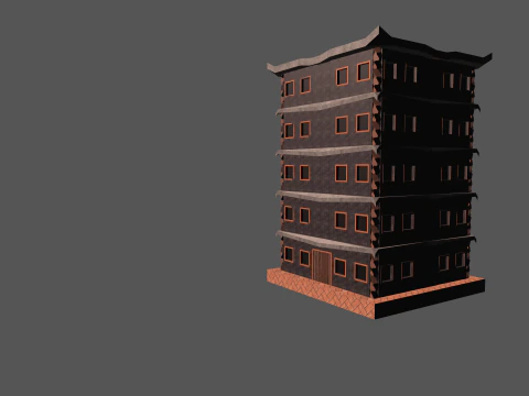 Low Poly Building Stylized 3D Model