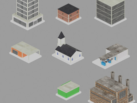 Low Poly City Pack Game Ready Buildings 3D Модель
