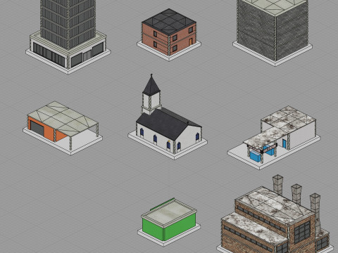 Low Poly City Pack Game Ready Buildings 3D Модель