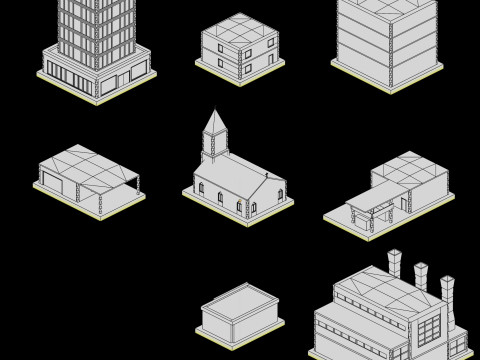 Low Poly City Pack Game Ready Buildings 3D Модель