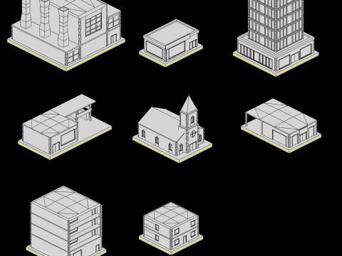 Low Poly City Pack Game Ready Buildings 3D Модель