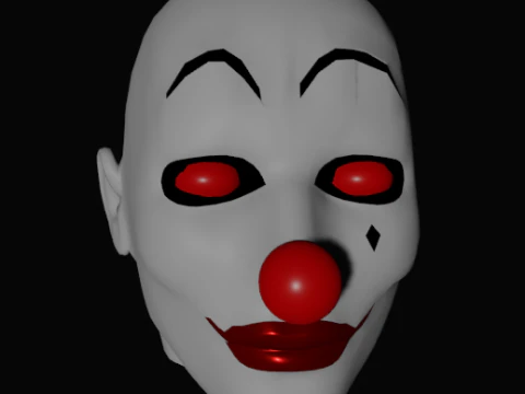 Demon Clown Head Low-Poly 3D Model