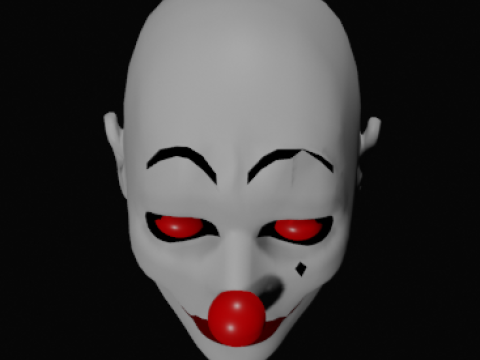 Demon Clown Head Low-Poly 3D Model