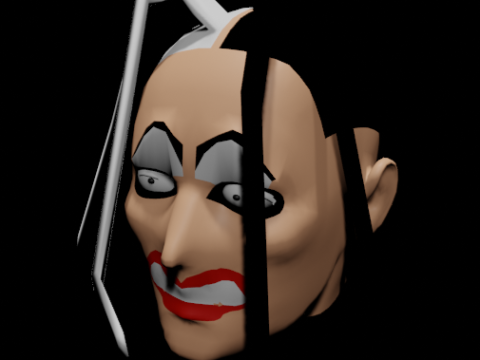 Killer Clown Man Head PS1-WIN95 Style 3D Model