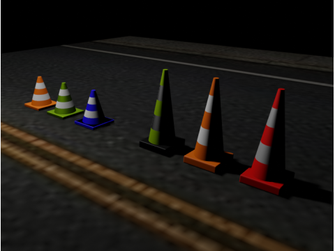 Дорожні конуси 6 шт 3D Модель
