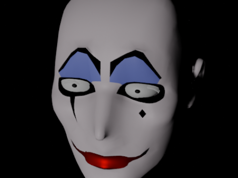 Bald Clown Man Head Mid-Poly 3D Model