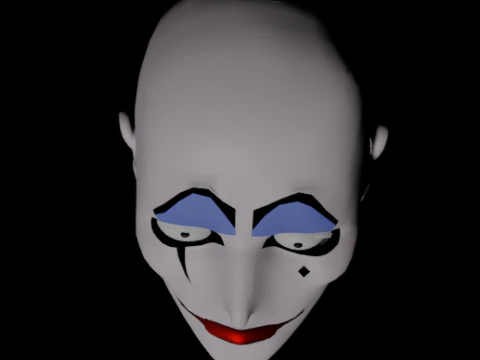 Bald Clown Man Head Mid-Poly 3D Model