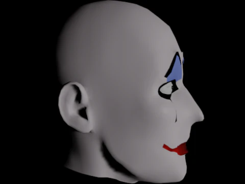 Bald Clown Man Head Mid-Poly 3D Model