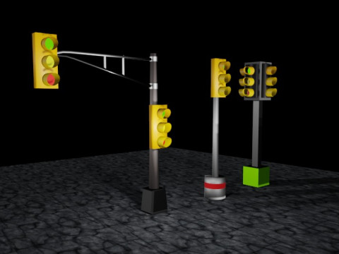 Traffic Lights 3 Pack 3D Model