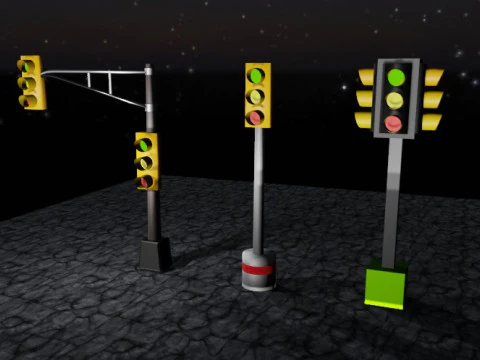 Traffic Lights 3 Pack 3D Model