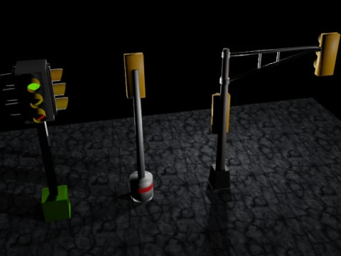Traffic Lights 3 Pack 3D Model