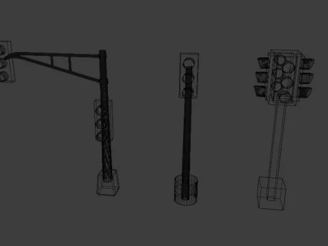 Traffic Lights 3 Pack 3D Model