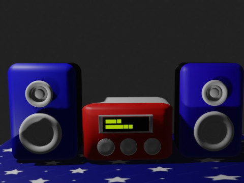 Retro Stereo System Stylized - Mid-Poly 3D Model