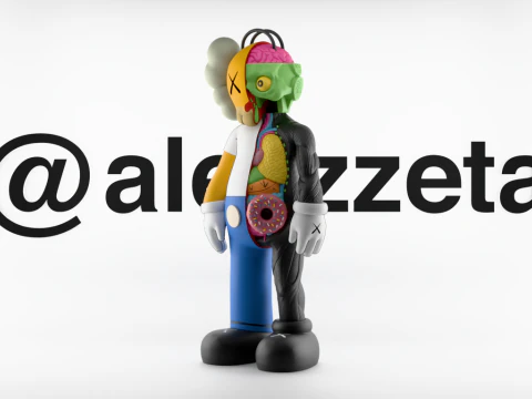 3D プリント カウズ ホーマー シンプソン 皮をむいて開いた状態 3Dモデル