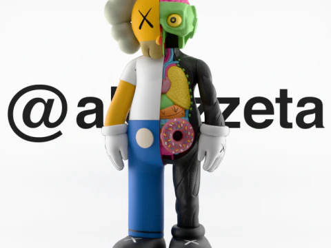 3D Printing Kaws Homer Simpson Flayed Open 3D Model