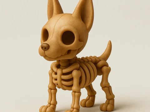 3D 프린팅 도베르만 미니멀리스트 골격 장난감 3D 모델