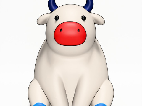 3D Printing Sit Cow Minimalist toy Modèle 3D