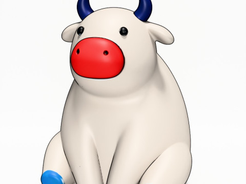 3D Printing Sit Cow Minimalist toy Modèle 3D
