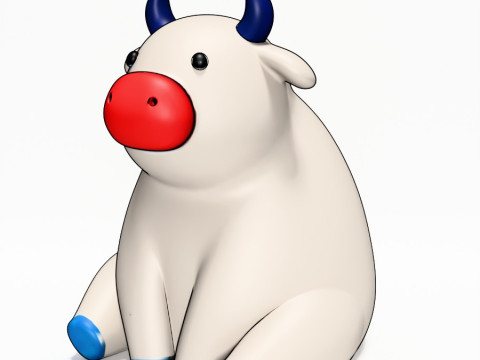 3D Printing Sit Cow Minimalist toy Modèle 3D